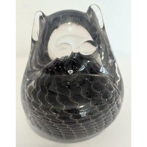 Vtg Swedish Crystal FM Konstglas Swirl Glass Owl Art Paperweight